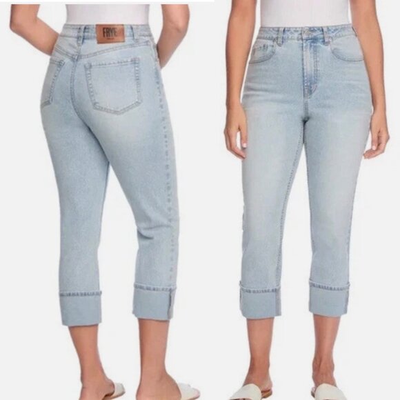 Frye High-Rise Crop Cuffed Hem Light Wash Stretch Jeans (10) Minimalist /Neutral - Picture 16 of 16